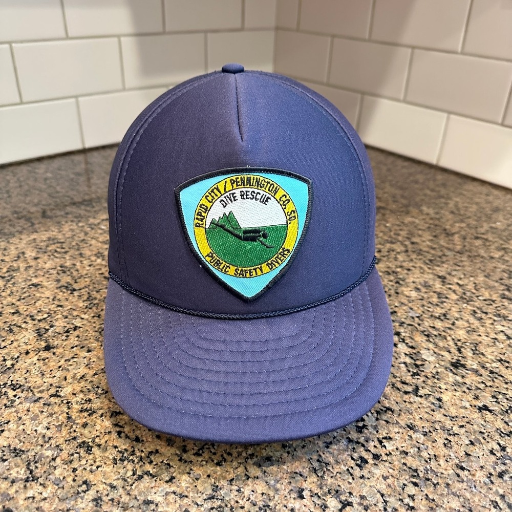 Vtg Rapid City Pennington SD Dive Rescue Public Safety Divers OTTO CAP Hat Blue